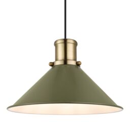 GoodHome Danvers Green & Antique Brass Coolie Cone Lamp Shade (D)26Cm - thumbnail 3