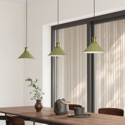 GoodHome Danvers Green & Antique Brass Coolie Cone Lamp Shade (D)26Cm - thumbnail 8