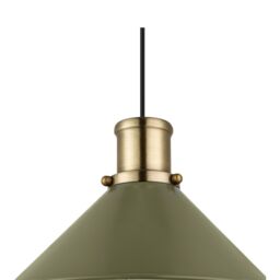 GoodHome Danvers Green & Antique Brass Coolie Cone Lamp Shade (D)26Cm - thumbnail 6
