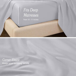 Oxford Homeware Silver Plain Dyed Fitted Sheet 25Cm Extra Deep Pocket Soft Easy Care Bedding Sheet (W)137Cmx(L)191Cm (Double) - thumbnail 4