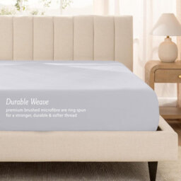 Oxford Homeware Silver Plain Dyed Fitted Sheet 25Cm Extra Deep Pocket Soft Easy Care Bedding Sheet (W)137Cmx(L)191Cm (Double) - thumbnail 3