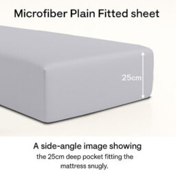 Oxford Homeware Silver Plain Dyed Fitted Sheet 25Cm Extra Deep Pocket Soft Easy Care Bedding Sheet (W)137Cmx(L)191Cm (Double) - thumbnail 2
