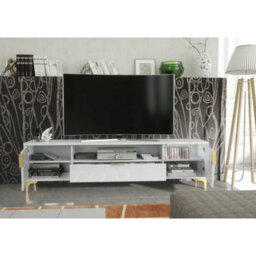 Tv Unit Goldline Gloss 200Cm - Glossy White - thumbnail 5