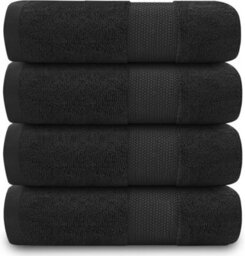 Gc Gaveno Cavailia 4Pk Miami Hand Towel 50X85 Black Quick Drying & Super Absorbent 700 Gsm Hand Towel Set