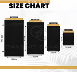 Gc Gaveno Cavailia 4Pk Miami Hand Towel 50X85 Black Quick Drying & Super Absorbent 700 Gsm Hand Towel Set - thumbnail 4