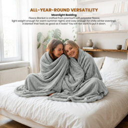 Moonlight Bedding Fleece Blanket Soft Throw Lightweight All Season Sofa, Bed & Travel Blanket Single (Silver, 130X150Cm) - thumbnail 3