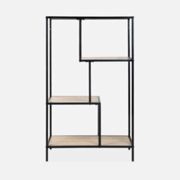 Sweeek. 4-Level Industrial Bookshelf In Metal And Wood Effect Loft Natural 69X33X113.5 Cm - thumbnail 4