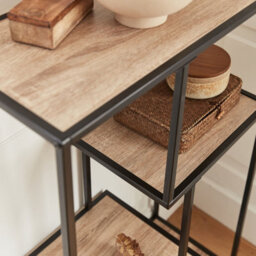 Sweeek. 4-Level Industrial Bookshelf In Metal And Wood Effect Loft Natural 69X33X113.5 Cm - thumbnail 2