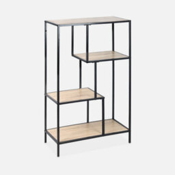Sweeek. 4-Level Industrial Bookshelf In Metal And Wood Effect Loft Natural 69X33X113.5 Cm - thumbnail 3