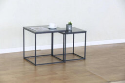 Celino Nesting Coffee Tables Set Of 2 Living Room Square Side End Table Nest Stacking - thumbnail 3