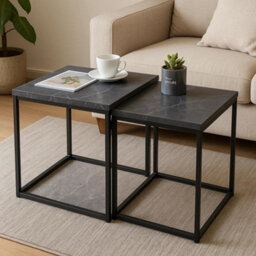 Celino Nesting Coffee Tables Set Of 2 Living Room Square Side End Table Nest Stacking - thumbnail 1