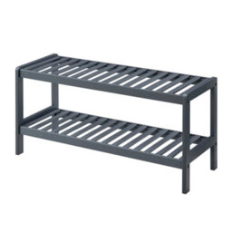 Livivo 2-Tier Natural Bamboo Shoe Rack With 2 Shelves, Large Storage Capacity, Wooden Shoe Stand & Organiser - Grey - thumbnail 9