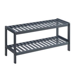 Livivo 2-Tier Natural Bamboo Shoe Rack With 2 Shelves, Large Storage Capacity, Wooden Shoe Stand & Organiser - Grey - thumbnail 1