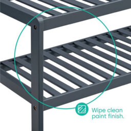 Livivo 2-Tier Natural Bamboo Shoe Rack With 2 Shelves, Large Storage Capacity, Wooden Shoe Stand & Organiser - Grey - thumbnail 6