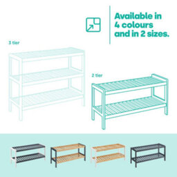 Livivo 2-Tier Natural Bamboo Shoe Rack With 2 Shelves, Large Storage Capacity, Wooden Shoe Stand & Organiser - Grey - thumbnail 7