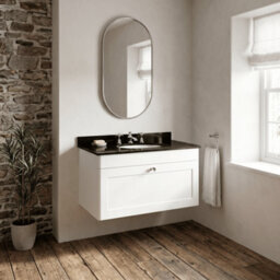 Balterley Swynnerton Traditional 1 Drawer Wall Hung Vanity Unit With Marble Basin, Satin White, 800mm - thumbnail 3