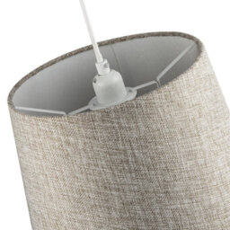 Happy Homewares Traditional Natural Textured Linen Drum Lamp Shade In Taupe Brown - thumbnail 4