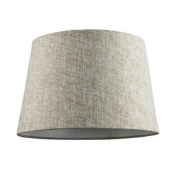 Happy Homewares Traditional Natural Textured Linen Drum Lamp Shade In Taupe Brown - thumbnail 1