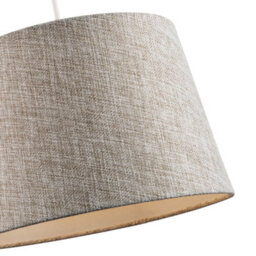 Happy Homewares Traditional Natural Textured Linen Drum Lamp Shade In Taupe Brown - thumbnail 3