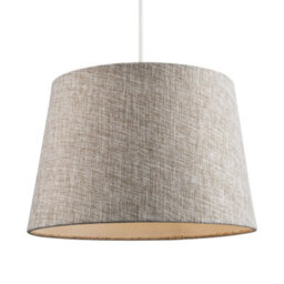 Happy Homewares Traditional Natural Textured Linen Drum Lamp Shade In Taupe Brown - thumbnail 2