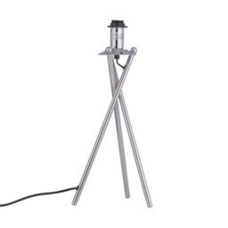 First Choice Lighting Tripod - Chrome Lamp With Navy Blue & Silver Fabric Shade - thumbnail 4