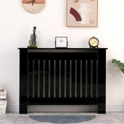 Furniturehmd High Gloss Black Radiator Cover With Vertical Slat Living Room Bedroom Hallway Cabine - image 1
