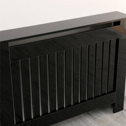 Furniturehmd High Gloss Black Radiator Cover With Vertical Slat Living Room Bedroom Hallway Cabine - thumbnail 4