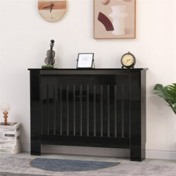 Furniturehmd High Gloss Black Radiator Cover With Vertical Slat Living Room Bedroom Hallway Cabine - thumbnail 2