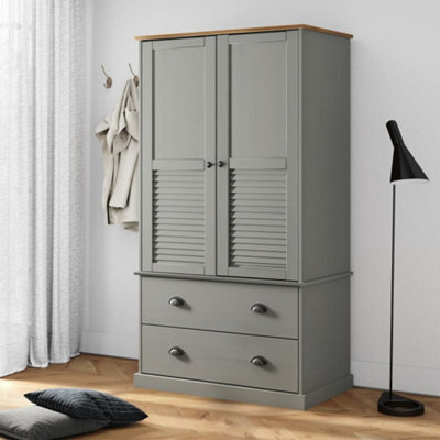 Vidaxl Wardrobe Vigo Grey 90X55X170 Cm Solid Wood Pine Wardrobes - image 1