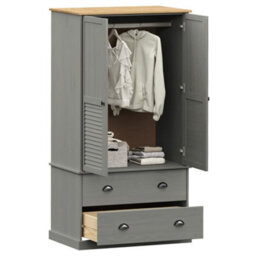 Vidaxl Wardrobe Vigo Grey 90X55X170 Cm Solid Wood Pine Wardrobes - thumbnail 3