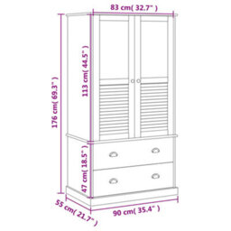 Vidaxl Wardrobe Vigo Grey 90X55X170 Cm Solid Wood Pine Wardrobes - thumbnail 9