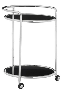 Orsina Movable Round Silver Finish Trolley, Tempered Glass Drinks Trolley For Parties, Elegant Kitchen Trolley - image 1