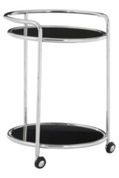Orsina Movable Round Silver Finish Trolley, Tempered Glass Drinks Trolley For Parties, Elegant Kitchen Trolley - thumbnail 1