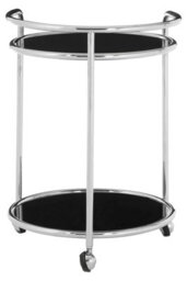 Orsina Movable Round Silver Finish Trolley, Tempered Glass Drinks Trolley For Parties, Elegant Kitchen Trolley - thumbnail 4