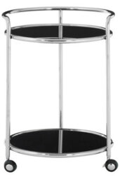 Orsina Movable Round Silver Finish Trolley, Tempered Glass Drinks Trolley For Parties, Elegant Kitchen Trolley - thumbnail 2
