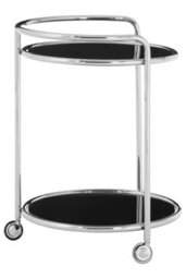 Orsina Movable Round Silver Finish Trolley, Tempered Glass Drinks Trolley For Parties, Elegant Kitchen Trolley - thumbnail 3