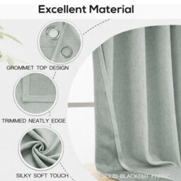 Bedlooms Sage Green Linen Curtain 100% Blackout Thermal Insulated Eyelet Curtain (Pair) 46 X 54 Inches With Tie Back Two - thumbnail 4
