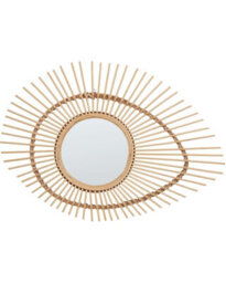 Wyld And Coco Handcrafted Bamboo Eye-Shaped Wall Mirror, Horizontal Rustic-Modern Frame, W63 X D3 X H45Cm - thumbnail 1