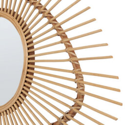 Wyld And Coco Handcrafted Bamboo Eye-Shaped Wall Mirror, Horizontal Rustic-Modern Frame, W63 X D3 X H45Cm - thumbnail 5