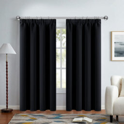 Ameha Black 230 Gsm Plain Thermal Insulated Energy Efficient Blackout Pencil Pleat Curtain Pair 90''x72'' Home Decor Uk - thumbnail 7