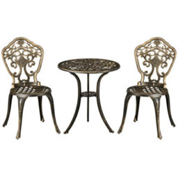 Wyld Haus Bava Bronze Cast Aluminium 3-Piece Garden Bistro Set With Parasol Hole - Round Table - thumbnail 2