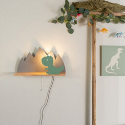 Valuelights Kids Green And Grey Dinosaur Design Plug In Wall Light With Shelf And Pull Cord Switch - Including Bulb - thumbnail 4