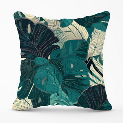 Warren Reed Designer Tropical Green Leaves Cushions 45Cm X 45Cm - image 1