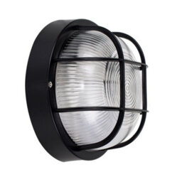 Valuelights Pendle Modern Black Ip44 Rated Outdoor Garden Security Round Bulkhead Wall Light - thumbnail 1