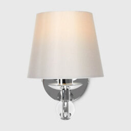 Valuelights Bryantt Polished Chrome And Clear Lead Crystal Detail Wall Light Fitting With Grey Fabric Shade - thumbnail 3