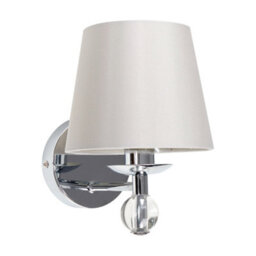 Valuelights Bryantt Polished Chrome And Clear Lead Crystal Detail Wall Light Fitting With Grey Fabric Shade - thumbnail 2