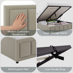 Lassic Vida Designs Vanita King Ottoman Fabric Bed, Beige (2) - thumbnail 4