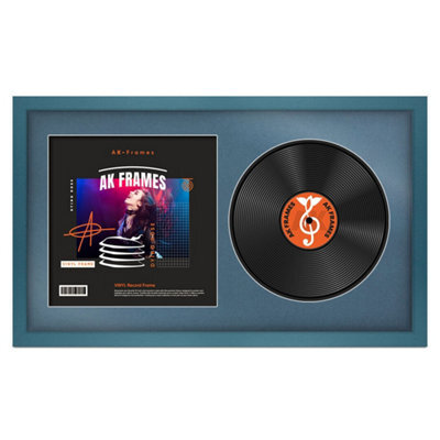 "30X17"" Navy Blue Modern Vinyl Record Frame With Pompadour Mount For 12 Inch Lp Album Cover & Disc - Ak Frames" - image 1