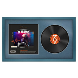 "30X17"" Navy Blue Modern Vinyl Record Frame With Pompadour Mount For 12 Inch Lp Album Cover & Disc - Ak Frames"