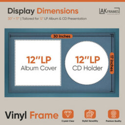 "30X17"" Navy Blue Modern Vinyl Record Frame With Pompadour Mount For 12 Inch Lp Album Cover & Disc - Ak Frames" - thumbnail 2